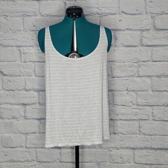 *Nwt Lafayette 148 Womens Light Blue White Striped tank top Sz L $178 - Picture 1 of 7